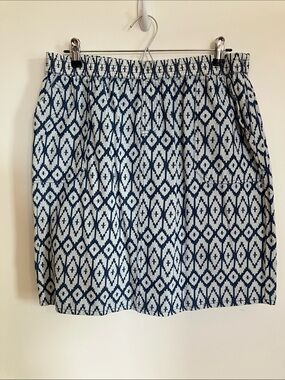 Studio West Navy and White Ikat Print Mini Skirt